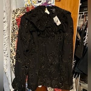 Brand new Ashley Stewart sheer embroidered shirt